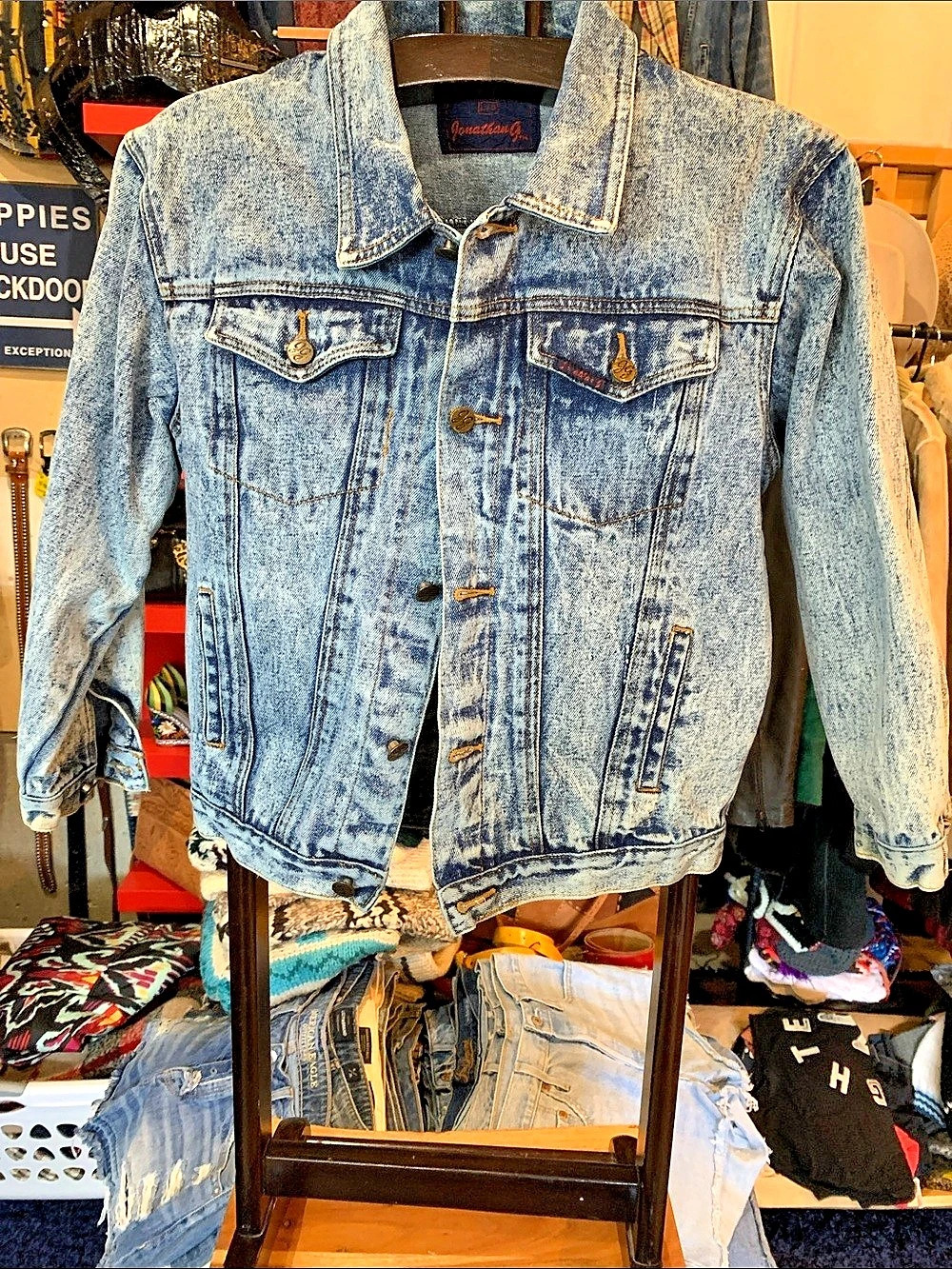 Jonathan G. Acid Wash Vintage Denim Jacket Size Large